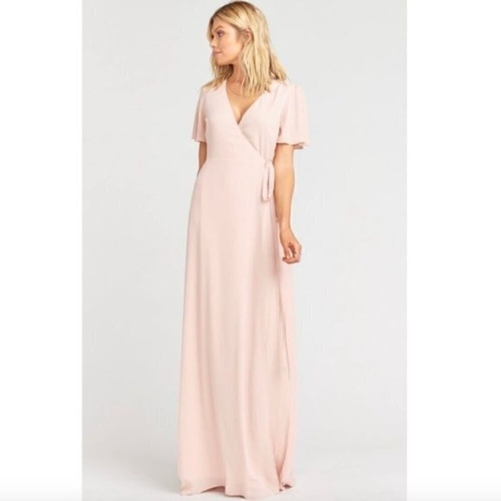 SMYM Noelle Flutter Wrap Dress Dusty Blush Crisp